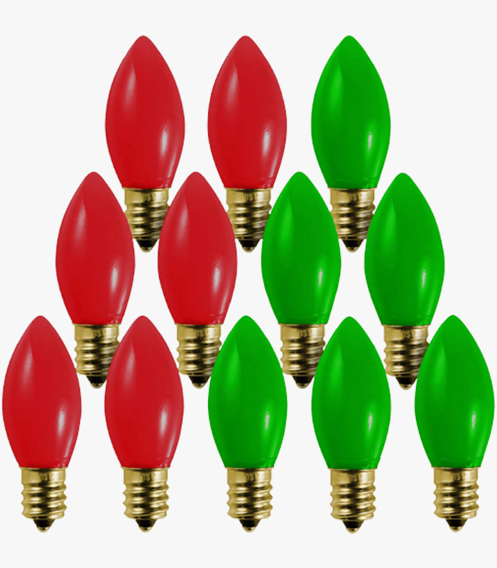 C9 CHRISTMAS REPLACEMENT BULBS CERAMIC RED BLUE GREEN MULTI WHITE CLEAR 120V 7W 